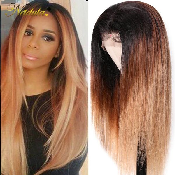

lace wigs nadula hair 13x4 straight human wig brazilian ombre front for black women t4/27 colored preplucked, Black;brown
