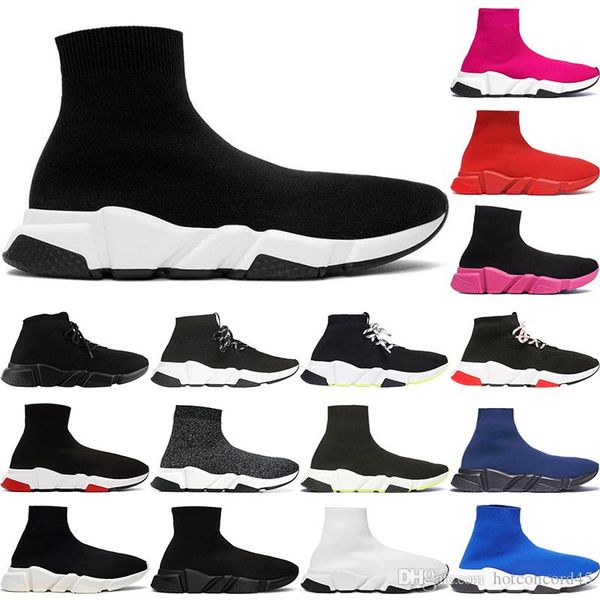 

2020 designer speed trainer men women sock shoes black blue red solid luxury fashion boots trainers runner walking sneakers 36-45