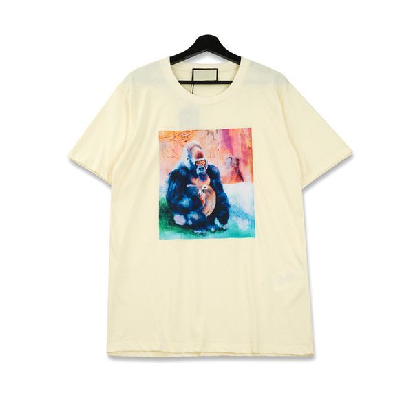 

20ss весна лето роскошь Италия Европа Винтаж живопись орангутанги футболка хлопок мужские дизайнерские футболки женщины с коротким рукавом футболка