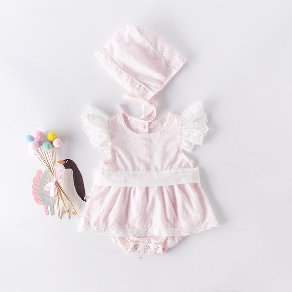 

ins детские дети дизайнер одежды девушки младенца с коротким рукавом romper с hat круглым воротником ребенка climbing 100% хлопок высокого к, Blue