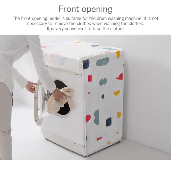 

printed waterproof washing machine cover zipper thicken washing machine peva dust cover flip drum washing machine cover reuse