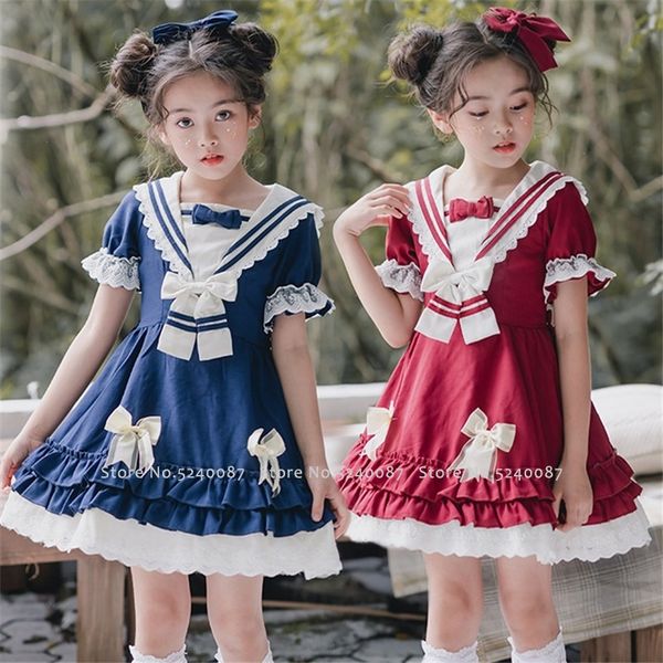 

girl medieval retro court lolita dress kawaii jsk gothic princess kids carnival party victoria stage party anime cosplay costume, Blue
