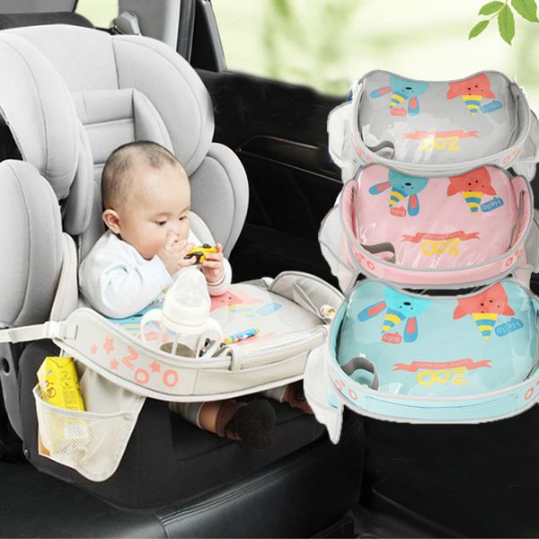 

portable children travel car safety seat tray waterproof baby stroller holder toys desk drawing board accessories