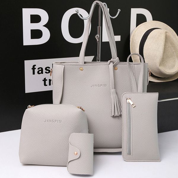 

4 pc/set handbag women shoulder bags casual tote shoulder bags for women pu leather crossbody for bolso mujer #20