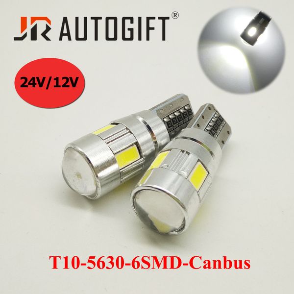 

10pcs car styling car auto led t10 canbus 24v 12v 194 w5w 6 smd 5630 led lights bulb no error light parking side light