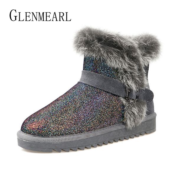 

women boots genuine leather waterproof ankle boots fur women shoes winter snow warm shoes casual 2019 de, Black