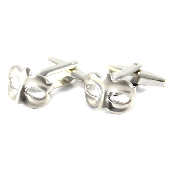 

mask cuff link brushed silver tone masquerade mask cufflink fancy dress ball cufflinks father's day birthday cuff links, Silver;golden