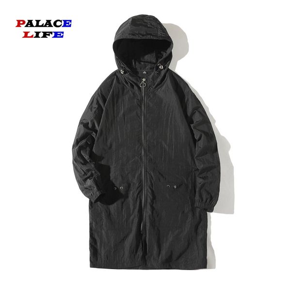 

2019 spring thin windbreaker men jacket coat hip hop men long hoodie jacket tracksuit fashion streetwear jaqueta masculino, Black;brown