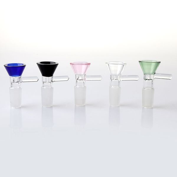 Neueste Verkauf Glas Schüssel Rutsche Trichter Stück Rutschen Bongs Mithelfer Tabak Rauchen 14mm 18mm Bunte Männliche Gelenke schalen Für wasser pfeife bongs