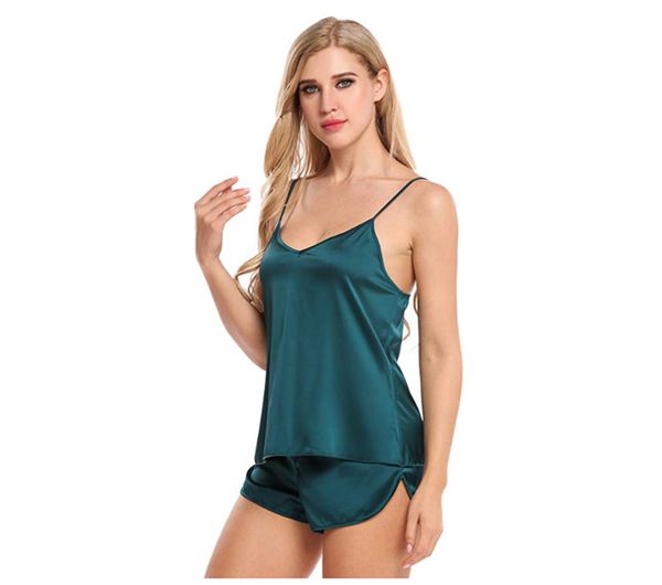 

pyjamas ensembles soie femmes chemises de nuit dames satin vÃªtements de nuit femmes robe nuisettes vÃªtements de nuit shorts dentelle py, Black;red