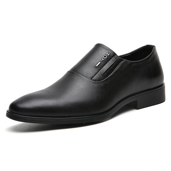 

business oxford leather shoes men breathable rubber formal dress shoes male office wedding flats footwear mocassin homme, Black