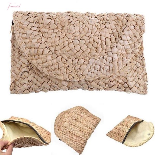 

creative natural straw bag fashion womens clutch purse casual straw creative portable clutch bag evening bag for beach travel