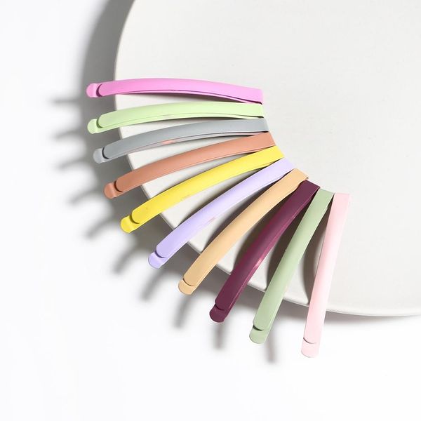 

new fashion 7x0.6cm multicolor light/dark color mixed color iron korean hair clips hair accessories for women, Golden;white