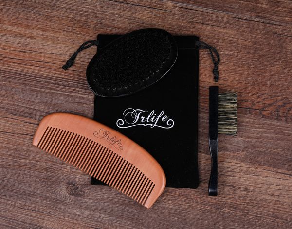 

Boar Bristles Beard Brush and Comb Grooming Kit Set for Men Handmade Peach Wood Pocket Beard Brush and Mustache for Shaving Styling