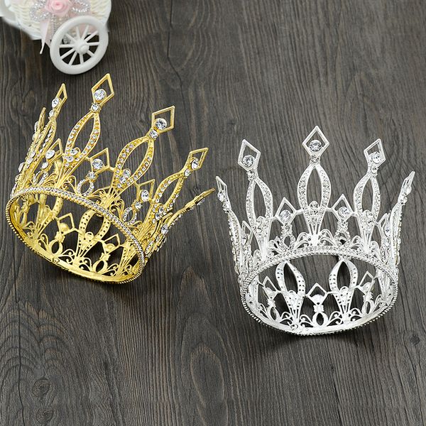 

baroque wedding bridal crystal tiara crowns princess queen pageant prom rhinestone tiara gold silver small cute party crown