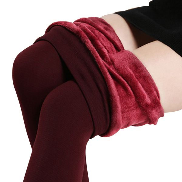 

8 colors winter plus cashmere leggings woman casual warm big size faux velvet knitted thick slim super elastic leggings, Black