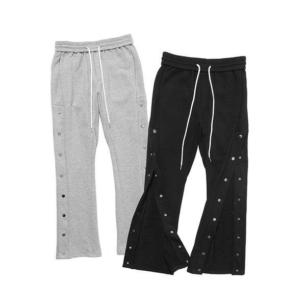 

men's high street can be split buttons casual pants male streetwear hip hop harem pant jogger sweatpants, Black