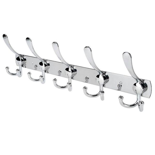 

stainless steel 5 hooks wall mount coat hook towel coat hat door hanger rack