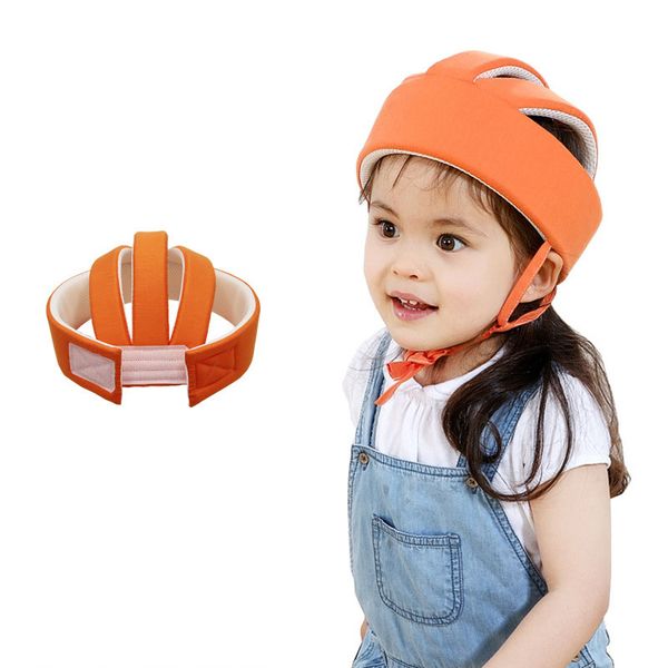 

safety protective kids helmet walking hat boy girls cotton hat baby anti-collision cap children'hat learn to walk head protector, Yellow
