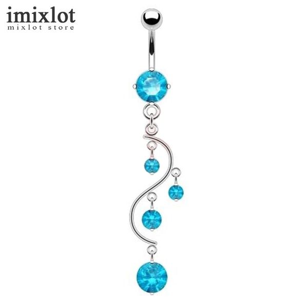 

water drop cz piercings jewelry womens belly button ring long dangle clear navel bar silver dangle body jewelry piercing, Slivery;golden