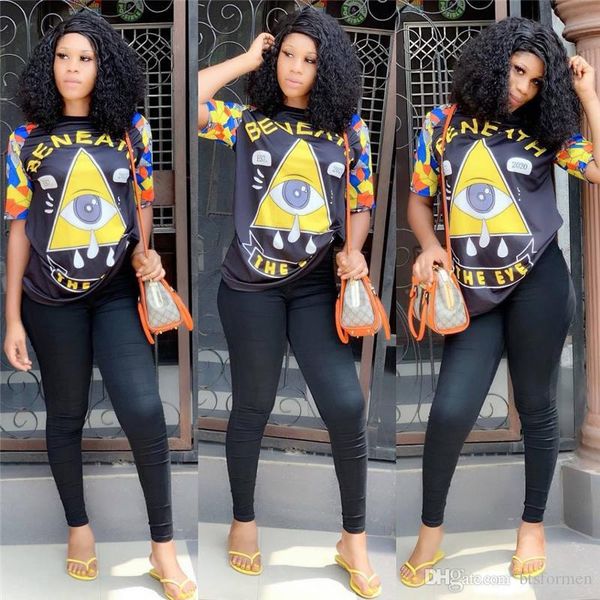 

мода глаз отпечатано женщин дизайнер tshirts summer crew neck коротким рукавом streetwear мода feamle одежда, White
