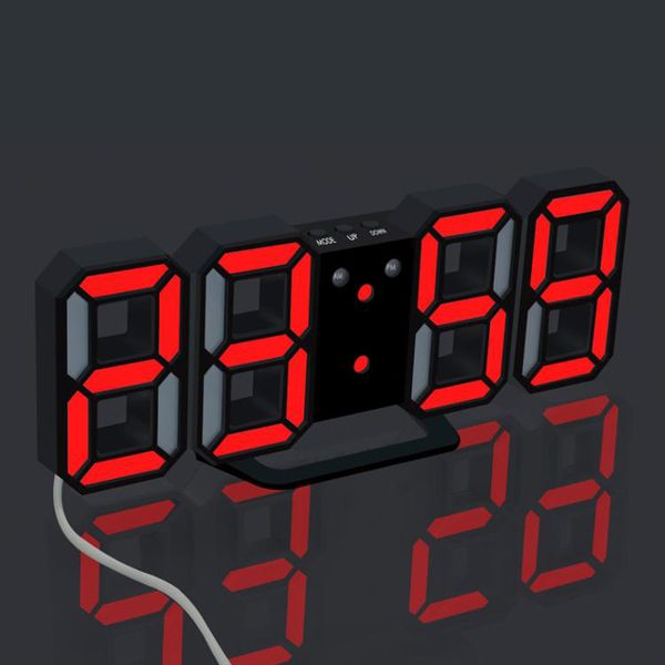 

home living room decoration 3d led wall clock modern design digital table clock alarm nightligh watch