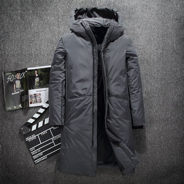 

warm thick winter down jacket men brand clothing x-long male white duck down coat m-3xl coat men, Black