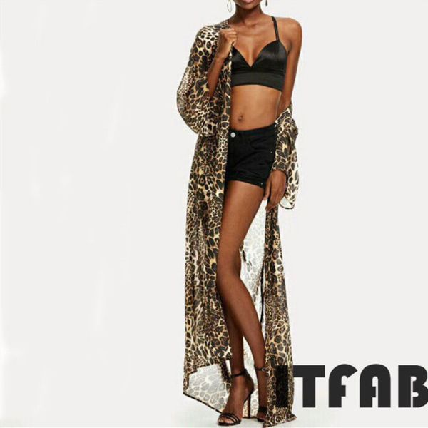 

women casual vintage kimono cardigan ladies 2019 summer long crochet chiffon kimono preto loose leopard printed blouse, White