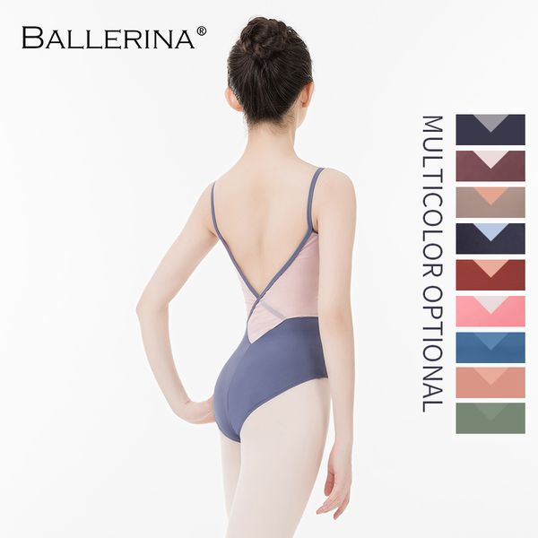 

stage wear ballerina ballet leotard back cross women girl gymnastics mesh sling bodysuit aerialist dance clothes 5583, Black;red