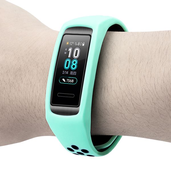 

silicone strap for huawei band 3 /3 pro two-color soft silicone smart bracelet replacement strap porous ventilation sport, Black;brown