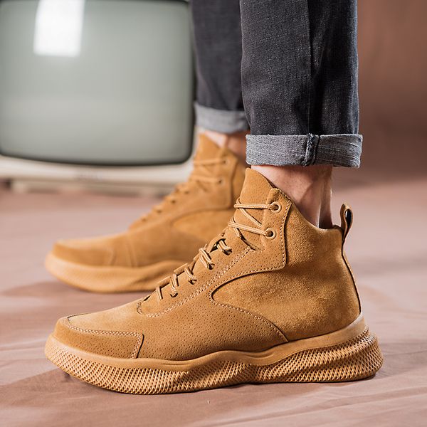 

fires new men's boots fashion high men work shoes autumn comfortable trend winter snow boots zapatos hombre, Black