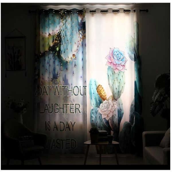 

curtain & drapes green plant curtains small fresh blackout modern 3d