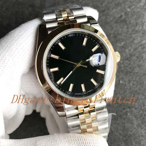 

new 41mm v2 version men's watch automatic cal. 3235 black dial smooth bezel steel jubilee bracelet men 126334 datejust original box, Slivery;brown