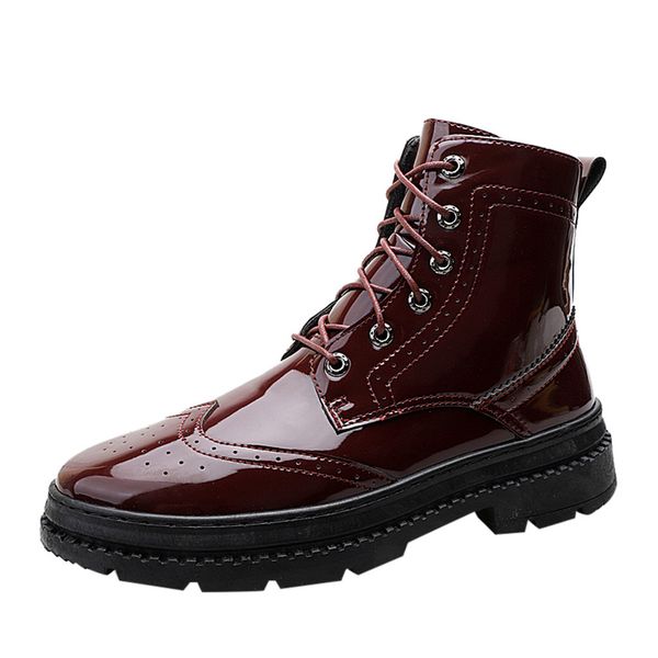 

men's fashion outdoor high-leather shoes british style casual boots, Black