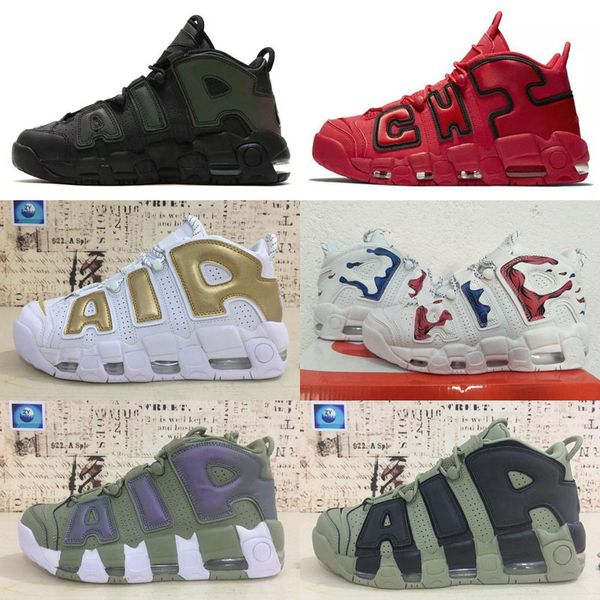 

High Quality Air Cushion Uptempo Basketball Shoes For Men Women 96 QS Olympic Varsity Maroon 3M Scottie Pippen Sports Sneakers Size 36-47