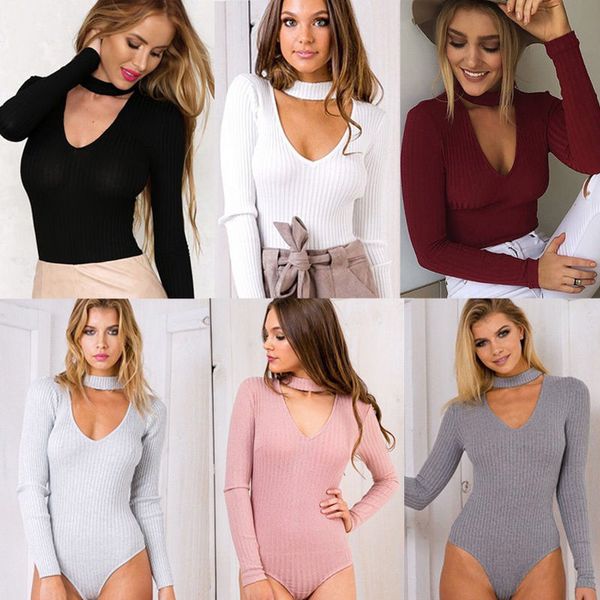 

women's jumpsuits & rompers women long-sleeved v-neck jumpsuit autumn and winter solid slim fit casual female 5 colors, Black;white