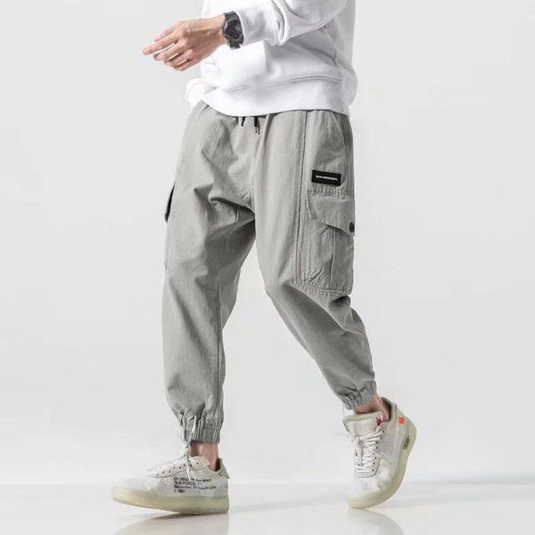 

male vintage streetwear hip hop cargo pants men multi-pocket loose casual harem trouser joggers sweatpants, Black