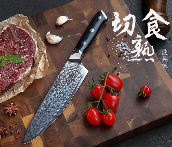 

роскошный vg-10 дамаск японская кухня суши кухонные ножи мясорубка острый овощной нож 8 дюймов g10 ручка нож шеф-повара