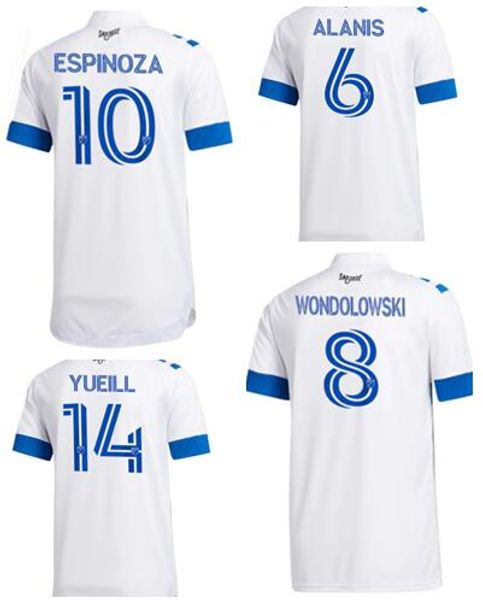 

20-21 san jose earthquakes 6 alanis 8 wondolowski 10 espinoza 14 yueill 7 eriksson thai quality soccer jerseys home away football shirt, Black;yellow