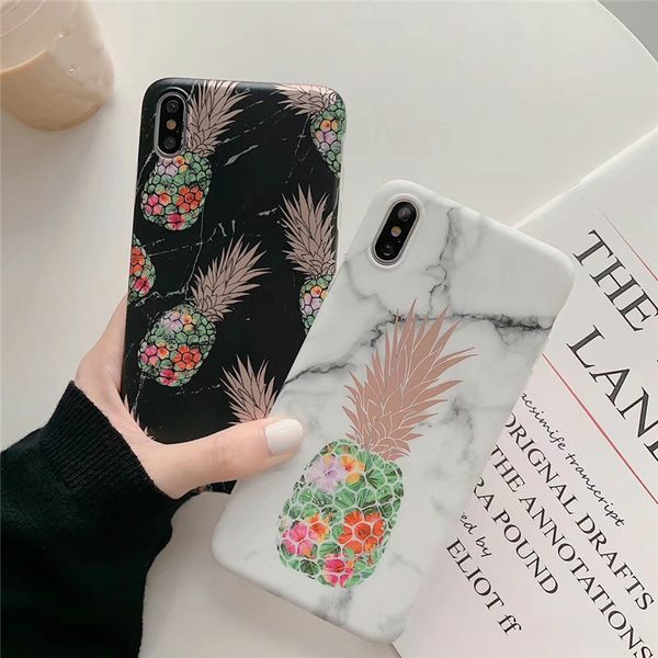 

phone case for iphone 11 6 6s 7 8 plus 11pro x xr xs max cartoon pineapple marble soft imd for iphone x phone case cover