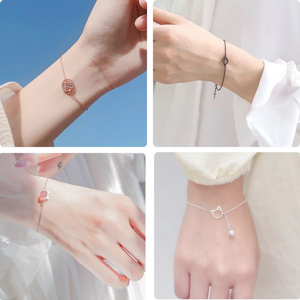

sen department of japanese and korean female student girlfriends luxury small heart-shaped bracelet female fresh ins girl's mind, Black