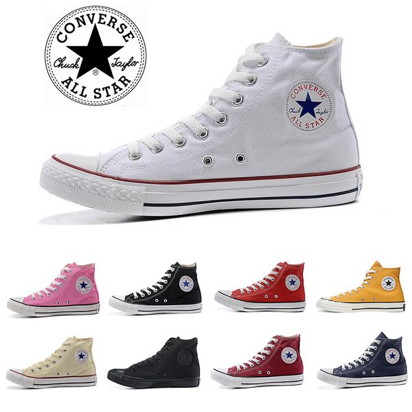 

converses chaussures sneakers all stars черный белый 1970-е годы холст обувь скейтборд мужчины женщины высокие классические кроссовки skate, White;red