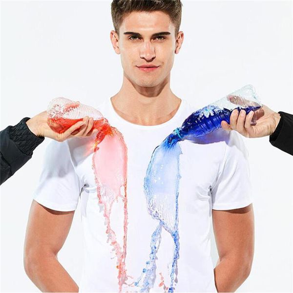 

new summer hydrophobic man hiking clothing outdoor camping t-shirt waterproof anti-fouling quick-drying-protect short sleeve sh, Black;blue