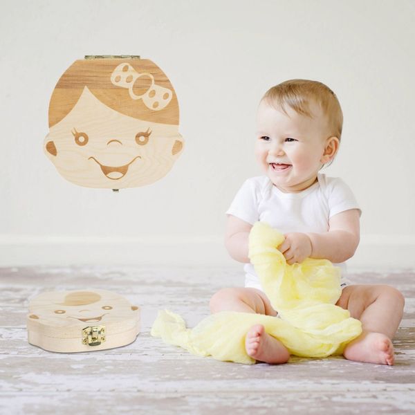 

fashionbaby tooth keepsake box, wooden tooth deciduous teeth saver boxes container for child kids first tooth and curl keepsake