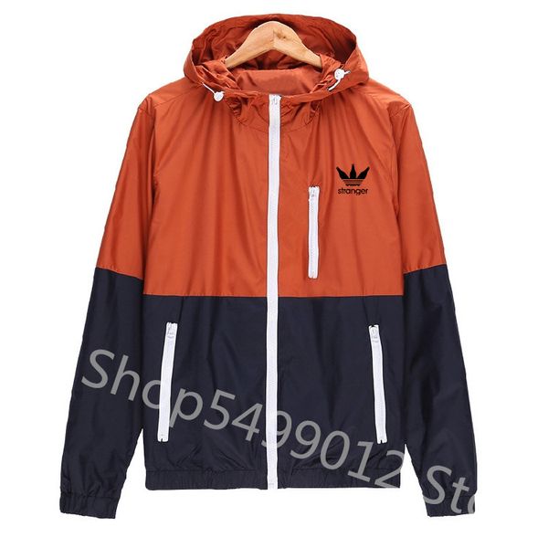 

windbreaker men casual spring autumn lightweight printed jacket 2019 new arrival hooded contrast color zipper up jackets outwear, Black;brown