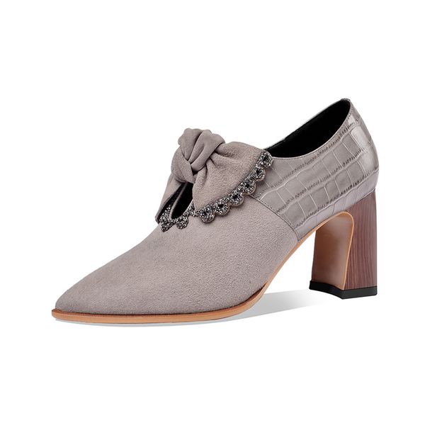 

women suede leather party shoes prom shoes spring summer bowtie cross-tied poined toe new arrival 2020 woman, Black