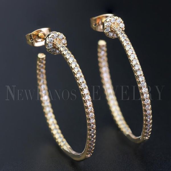 

hoop & huggie ranos luxury champagne gold earrings cubic zircons circle round fr bridal wedding party women jewelry eqm004514, Golden;silver