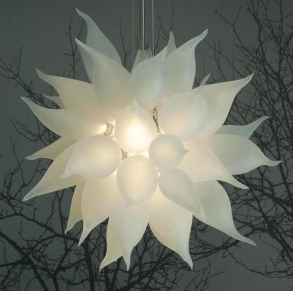 

round led crystal chandeliers lights frosted white lamps wedding suspension pendant lamp blown glass chandelier lighting
