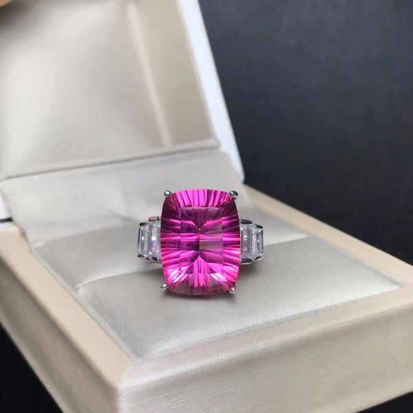 

8 carat natural powder z ring, large gemstone color, exquisite craftsmanship, 925 silver inlay cj191205, Slivery;golden