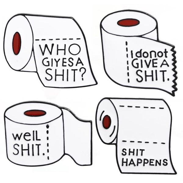 

fashion creative brooch new design fashion novelty punk cartoon metal enamel toilet paper towel brooch pin gift, Gray